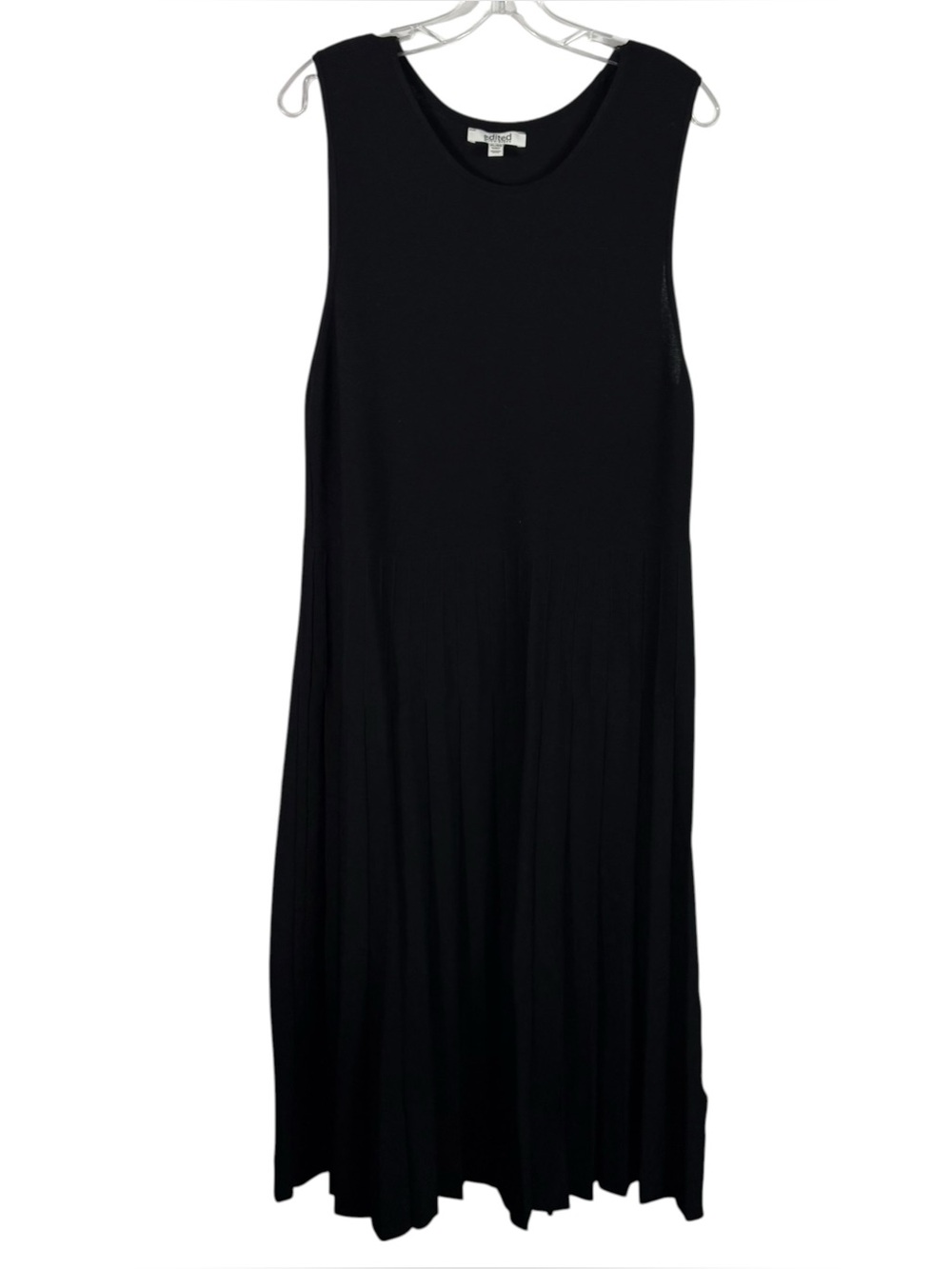 Edited By Remi Bader Pleated Sweater Knit Midi Dress Stretch LBD Career Office